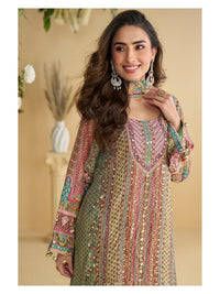 Peach Heavy Crepe Digital Print Full Stitched Palazzo Suits