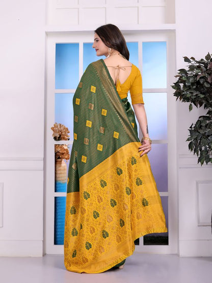 Green Color Festive Special Traditional Art Silk Woven Designer Saree