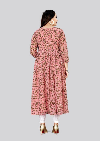 Pink Color Georgette Fabric Readymade Kurti For Ethnic Festive Looks