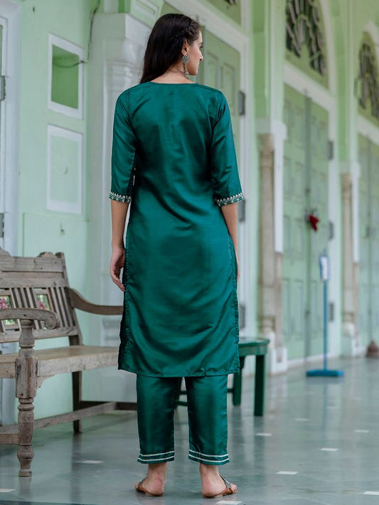 Rama Color Designer Embroidered Silk Blend Ethnic Festive Special Suit
