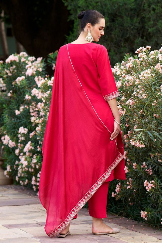 Pink Color Silk Blend Fabric Smart Embroidered Girlie Trendy Salwar Suit
