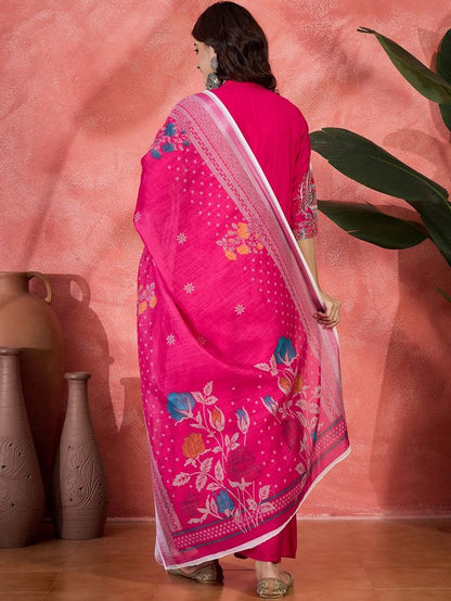 Pink Color Chanderi Silk Fabric Beautiful Graceful Readymade Palazzo Dress