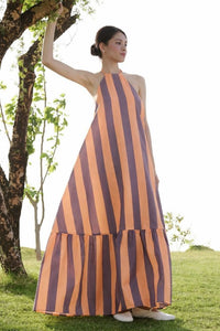 Orange Color Cambric Cotton Fabric Designer Partywear Gown For Trendy Girlie Looks