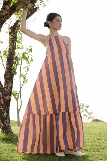 Orange Color Cambric Cotton Fabric Designer Partywear Gown For Trendy Girlie Looks