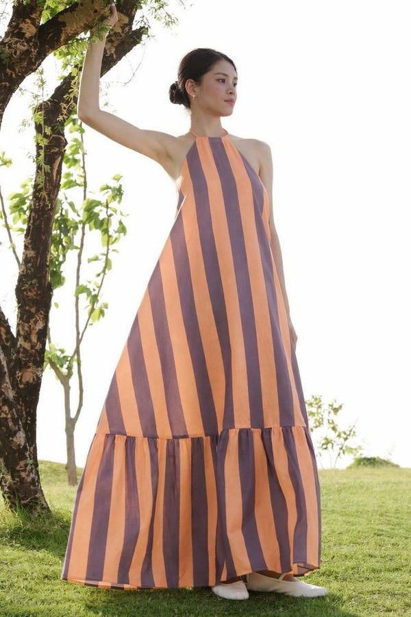 Orange Color Cambric Cotton Fabric Designer Partywear Gown For Trendy Girlie Looks