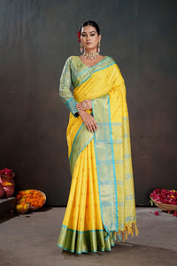 Yellow Color Graceful Art Silk Fabric Woven Jacquard Designer Saree