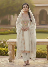 Chanderi Butti Fabric Beautiful Embroidered Suit