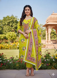 Green Color Beautiful Chinon Fabric Ethnic Salwar Kameez