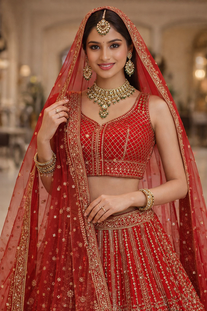 Wedding Lehenga Choli with Net Dupatta Style 019
