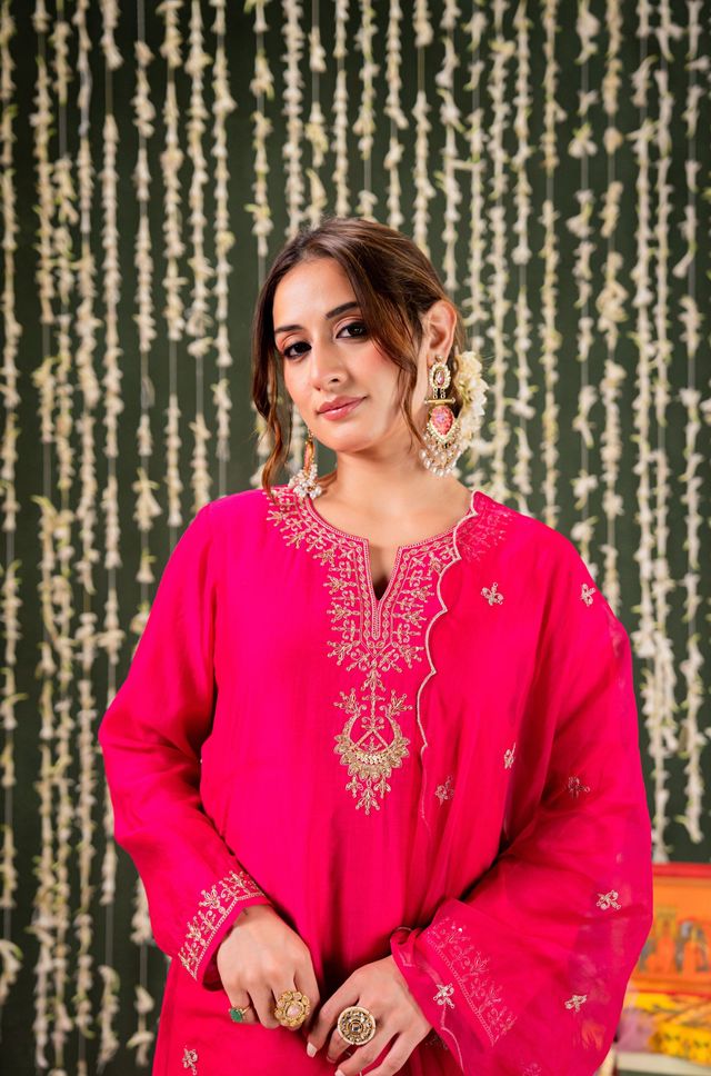 Pink Chanderi Fabric Beautiful Graceful Ceremonial Kurta Set