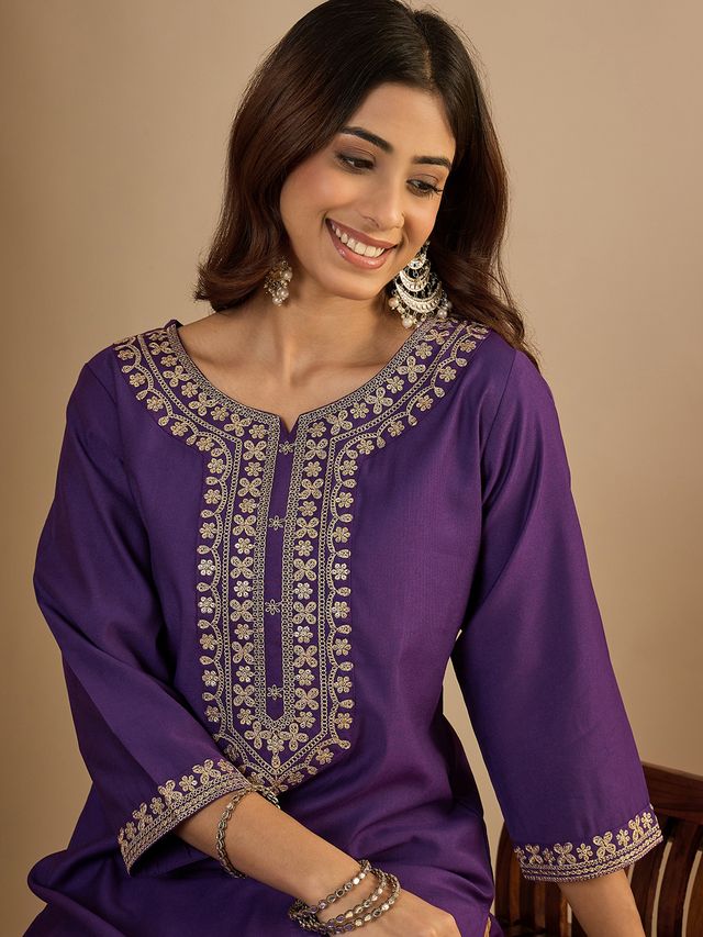 Lavender Color Trendy Formal Looking Classy Ethnic Kurta For Girl