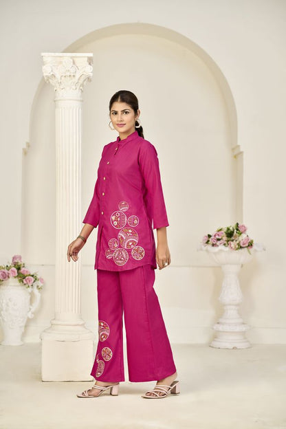 Pink Color Rayon Slub Fabric Beautiful Festive Wear Salwar Kameez