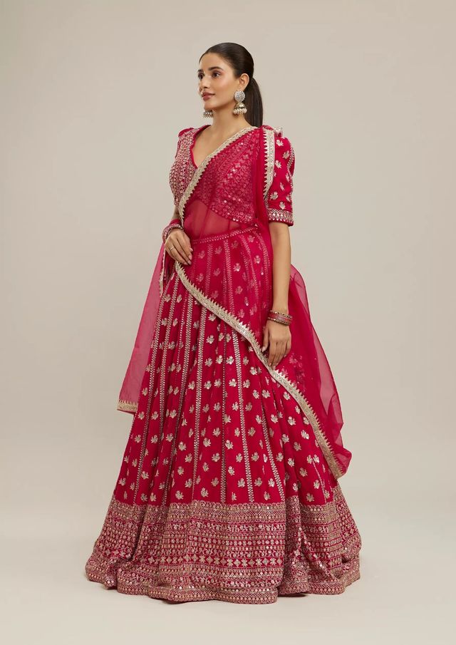 Leheriya Style Lehenga Choli with Embroidered Dupatta HKV-003650-PINK