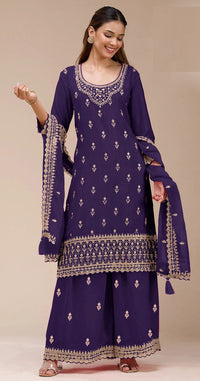 Beautiful Embroidered Georgette Fabric Palazzo Dress