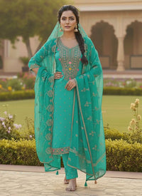Chanderi Butti Fabric Beautiful Embroidered Suit