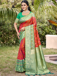 Mustrd Color Pochampalli Silk Fabric Woven designer Ethnic Partywear Saree