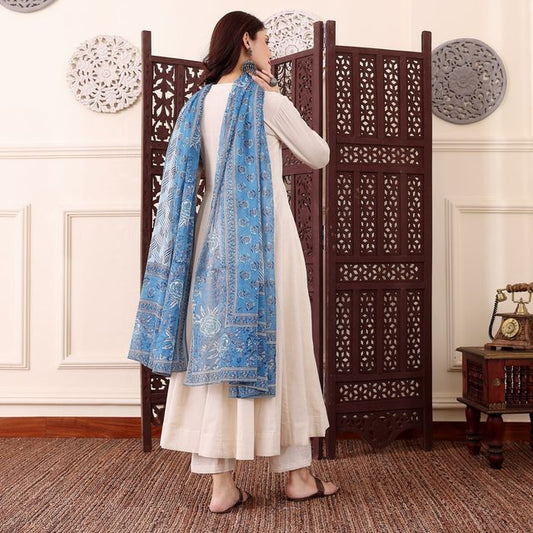 Off White Color Chanderi Fabric Beautiful Partywear Dress For Girls