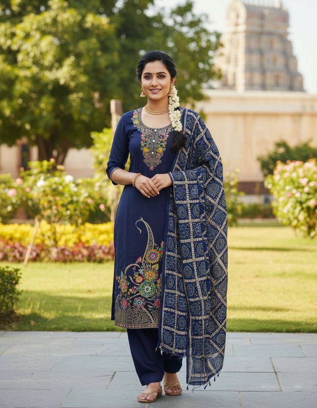 Blue Color Beautiful Stylish Fancy Suit For Girlie Looks