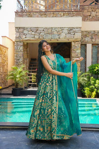 Festive gown collection with dupatta Green