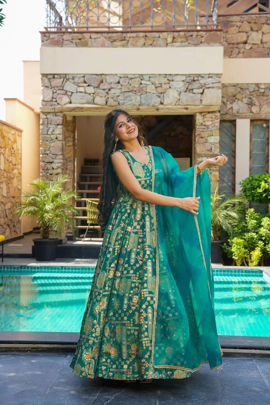 Festive gown collection with dupatta Green