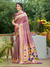 Woven Meenakari Designer Purple Color Ethnic Partywear Saree