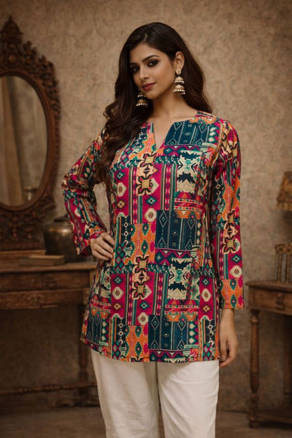 Multy Color Designer Digital Printed Muslin Fabric Foral Ethnic Kurta