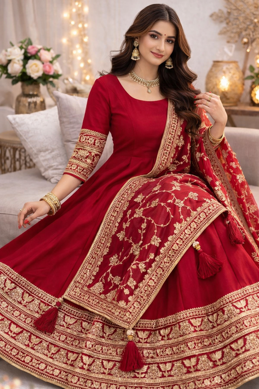 Rani Pink Chinon Readymade Sharara Suit with Embroidery Work
