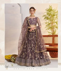 Light Onion Heavy Embroidery Net Semi Stitch A Line Lehenga With Blouse