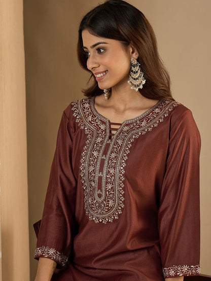 Brown Color Trendy Formal Looking Classy Ethnic Kurta For Girl