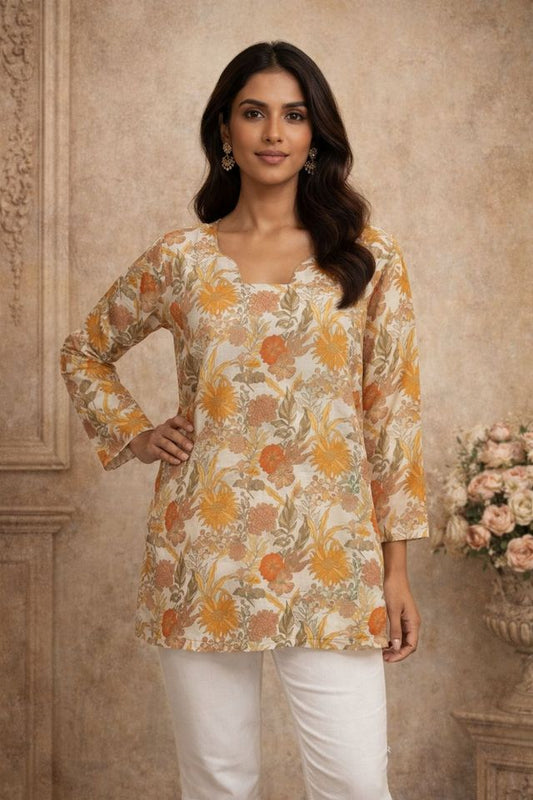 Peach Color Muslin Fabric Formal Looks Kurta For Girls