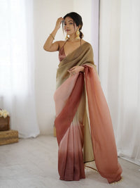 Designer Coco-Pista Color Candy Crush Silk Fabric Stylish Pre Stitched Saree