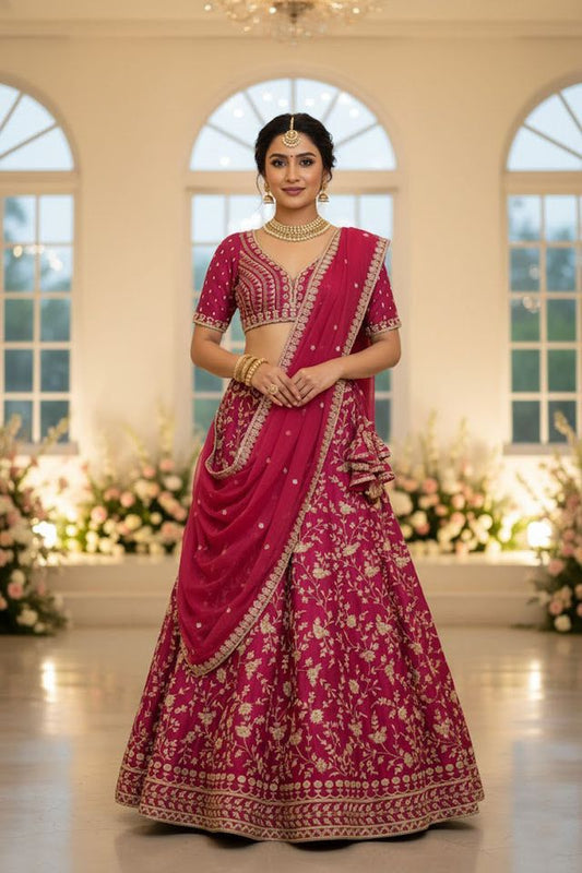 Embroidered Lehenga Set with Dupatta HKV-0060 PINK
