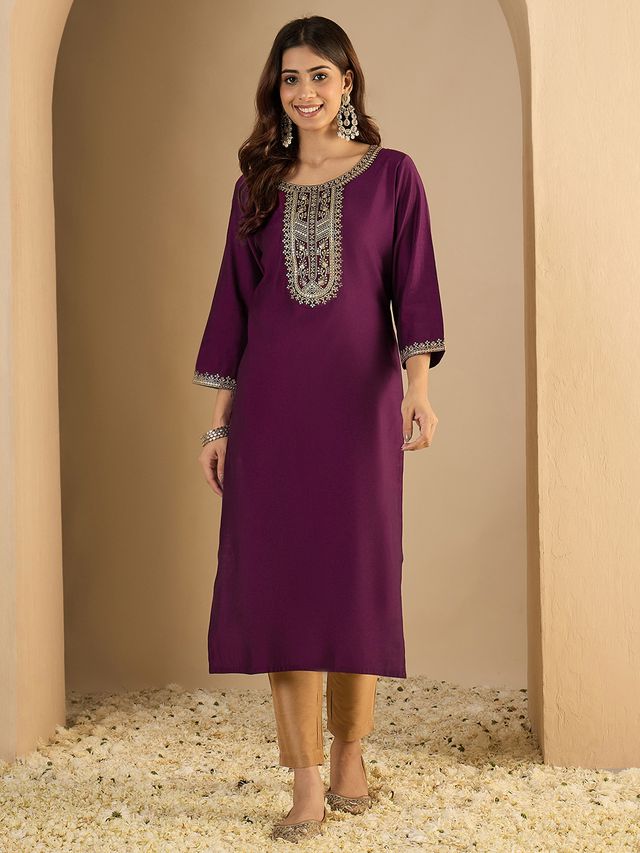 Purple Color Trendy Formal Looking Classy Ethnic Kurta For Girl