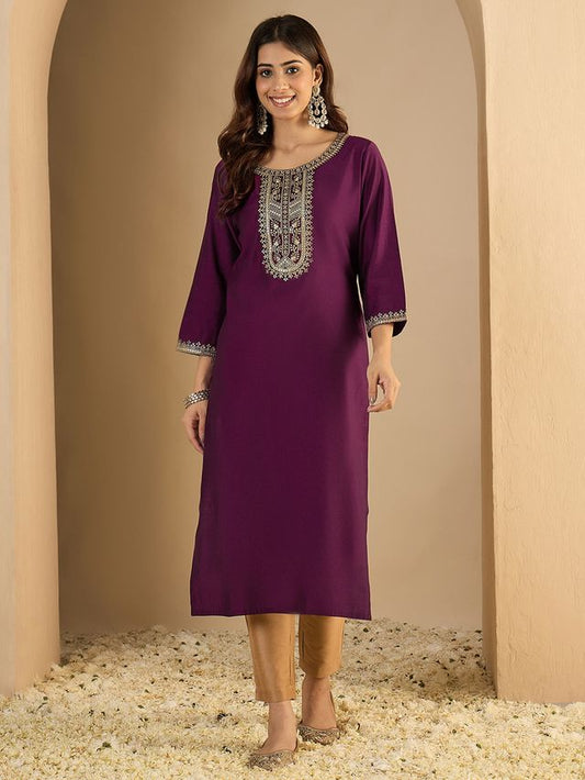 Purple Color Trendy Formal Looking Classy Ethnic Kurta For Girl