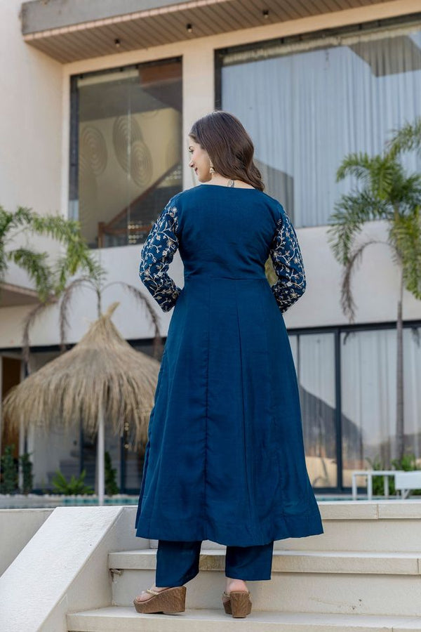Blue Vichitra Silk Fabric Beautiful Graceful Ceremonial Kurta Set