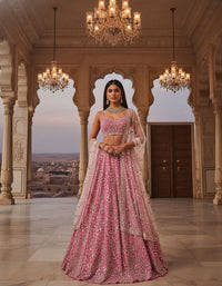 Turquoise Designer Lehenga with Dupatta – Indian Ethnic Wear HKV-003070 PINK