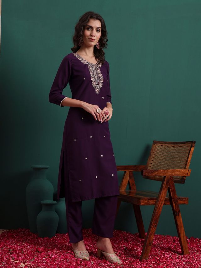 Purple Color Beautiful Ethnic Suit For Classy Trendy Girl