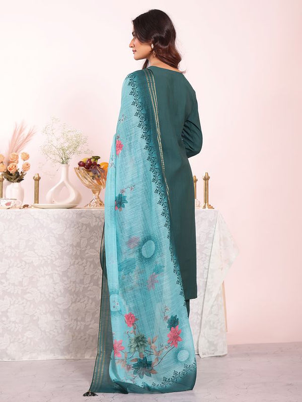 Teal Color Poly Silk Fabric Smart Ethnic Partywear Kurta Set