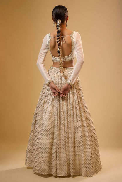 Leheriya Style Lehenga Choli with Embroidered Dupatta EL-601-WHITE