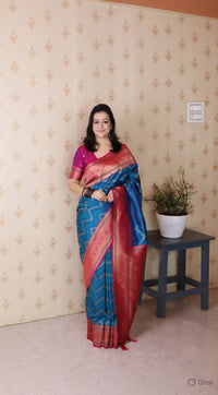Firozi Color Banarasi Silk Fabric Woven Designer Traditional Saree
