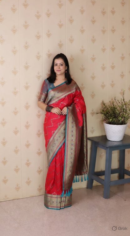 Pink Color Banarasi Silk Fabric Woven Designer Traditional Saree