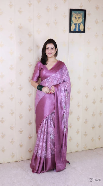 Wine Color Beautiful Partywear Ethnic Saree
