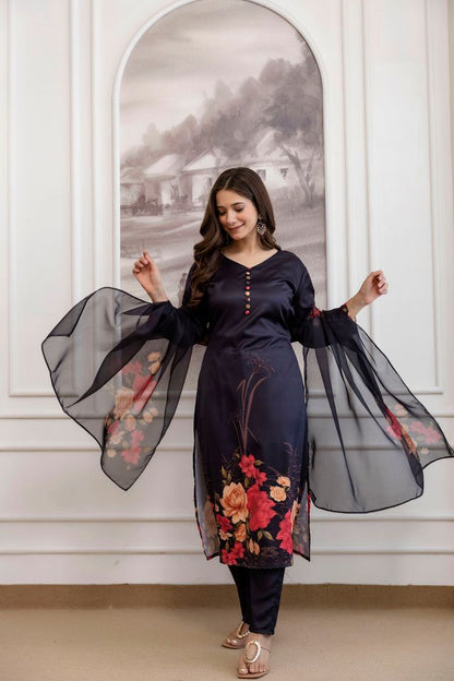 Black Color Assam Silk Fabric Beautiful Festive Wear Salwar Kameez