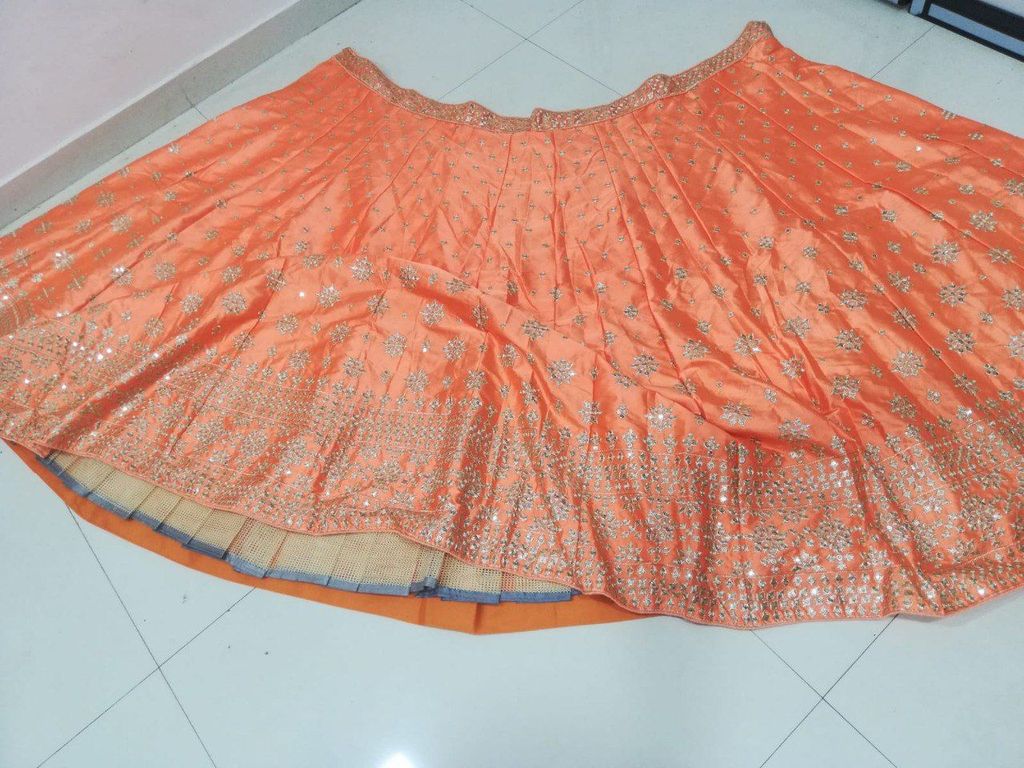 Embroidered Lehenga Set with Dupatta HKV-0070 ORANGE