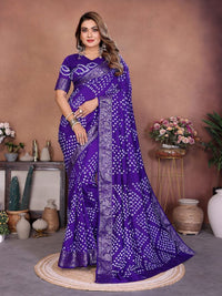 Violet Color Beautiful Festive Special Bandhej Printed Traditional Saree