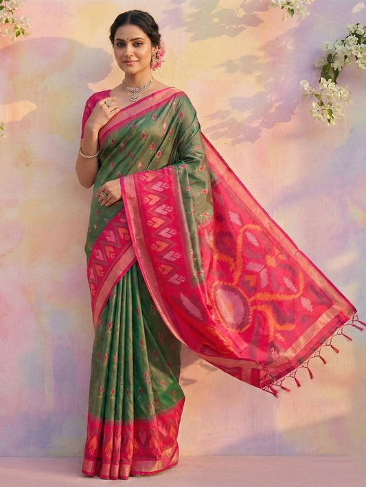 Mehnadi Color Soft Silk Woven Designer Graceful Ethnic Partywear Saree