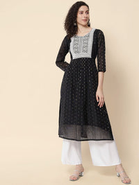 Black Color Chanderi Modal Fabric With Beautiful Embroidered Work Fancy Looks