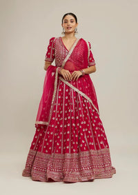 Leheriya Style Lehenga Choli with Embroidered Dupatta HKV-003650-PINK
