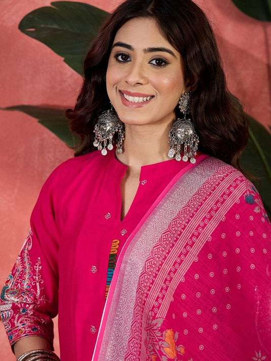 Pink Color Chanderi Silk Fabric Beautiful Graceful Readymade Palazzo Dress