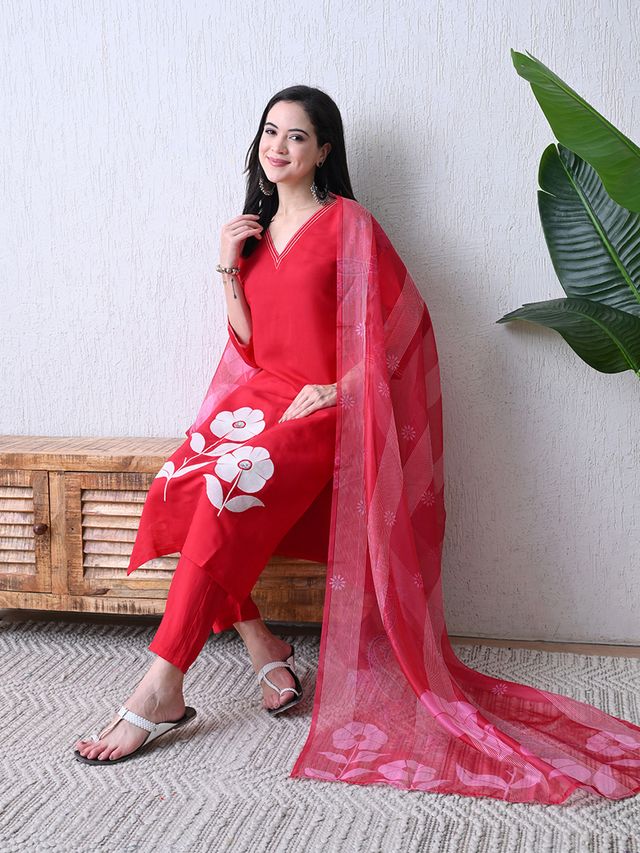 Pink Color Roman Silk Fabric Designer Partywear Readymade Suit